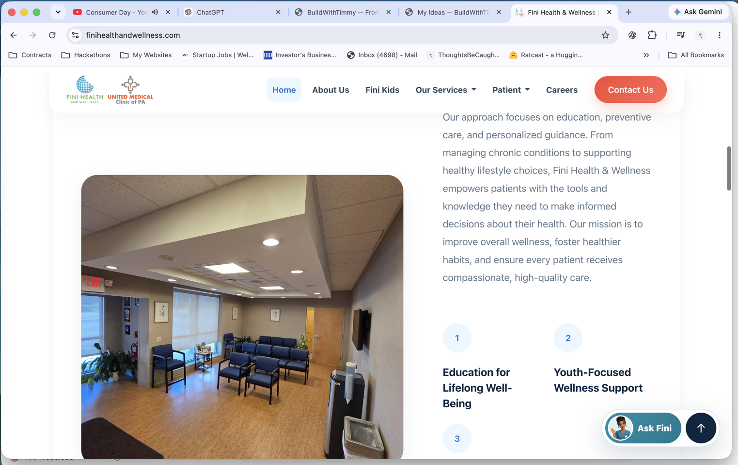 Fini Health & Wellness product experience