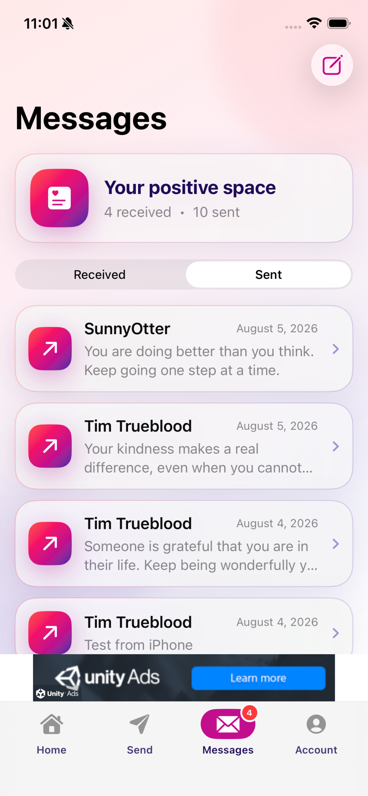 Positive Message Sender product screen 11
