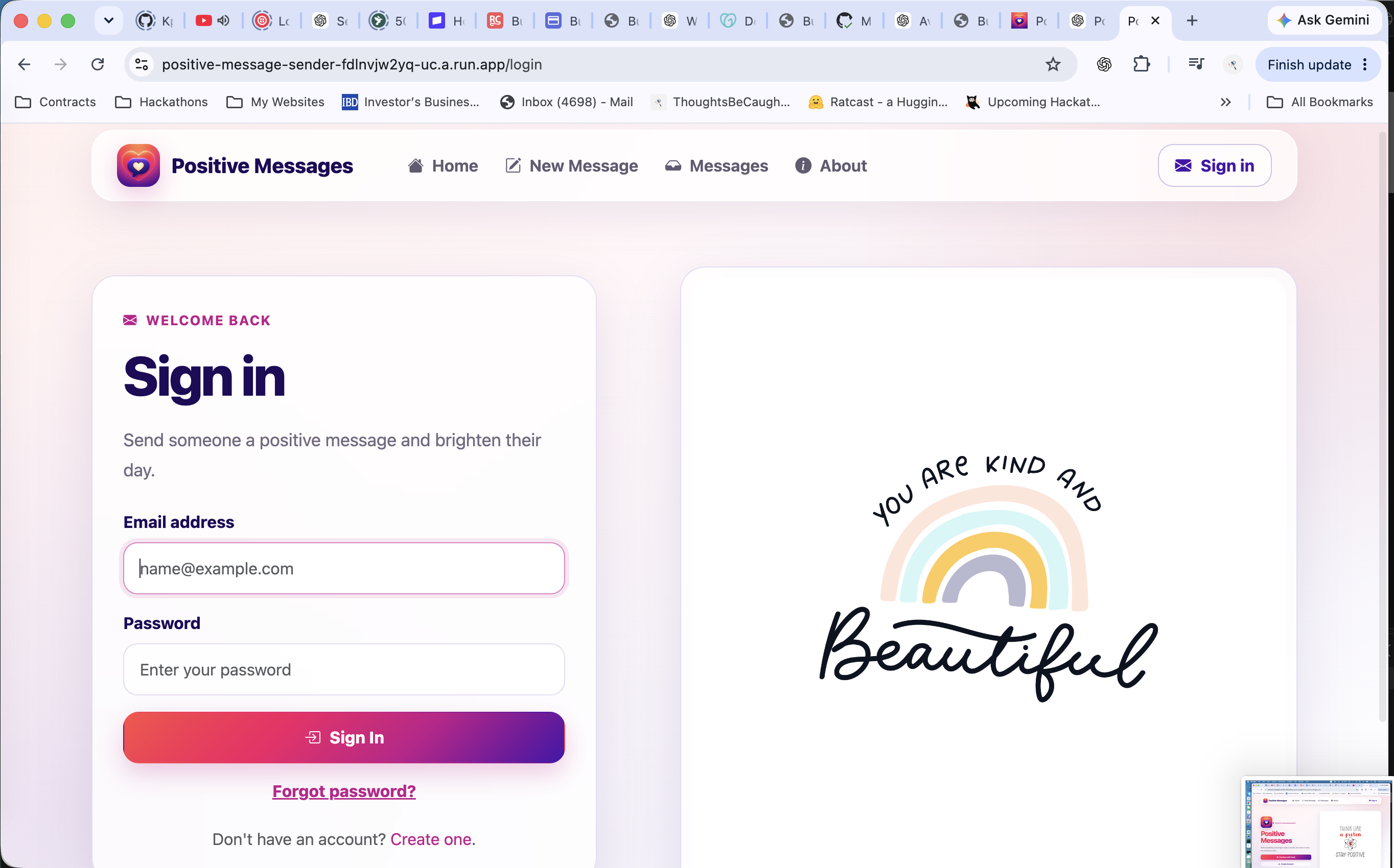 Positive Message Sender product experience