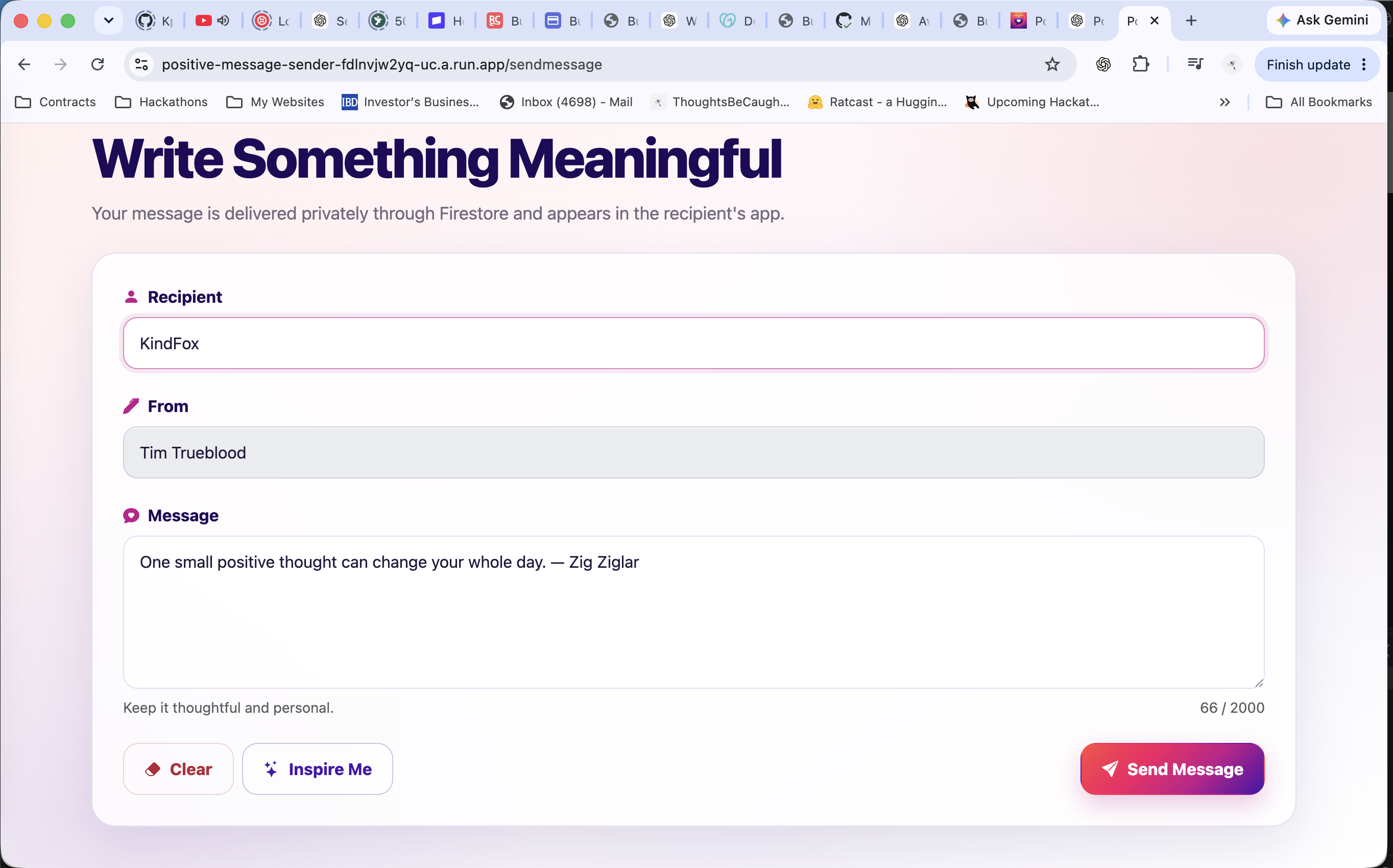 Positive Message Sender product screen 3