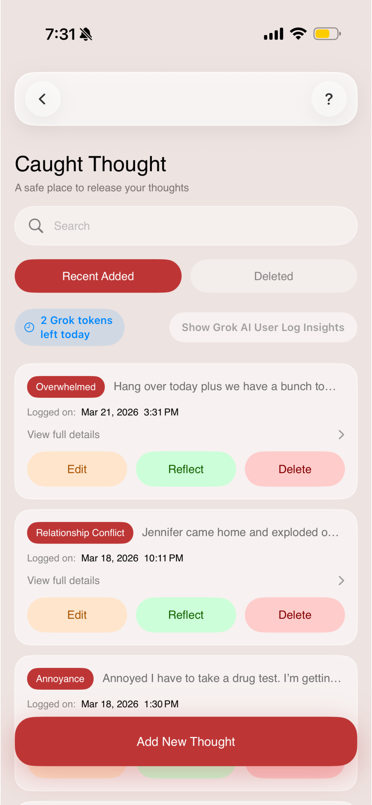 ThoughtsBeCaught product screen 3